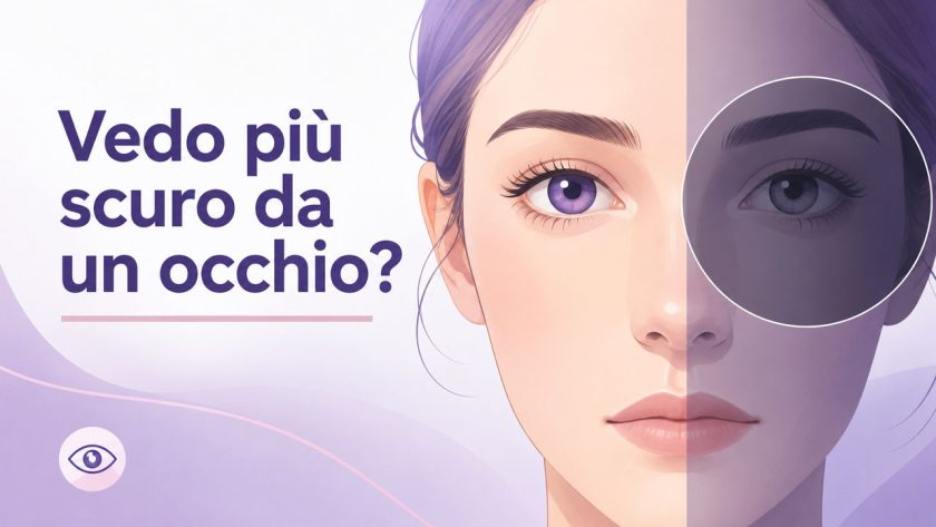 Donna con il volto diviso tra una zona luminosa e una più scura, simbolo di una diversa percezione visiva tra i due occhi